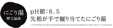 ｐH値：6.5 先祖が手で掘り当てたにごり湯